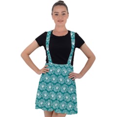 Gerbera Daisy Vector Tile Pattern Velvet Suspender Skater Skirt by GardenOfOphir