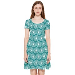 Gerbera Daisy Vector Tile Pattern Inside Out Cap Sleeve Dress by GardenOfOphir