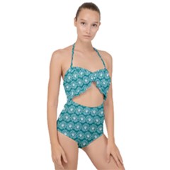 Gerbera Daisy Vector Tile Pattern Scallop Top Cut Out Swimsuit