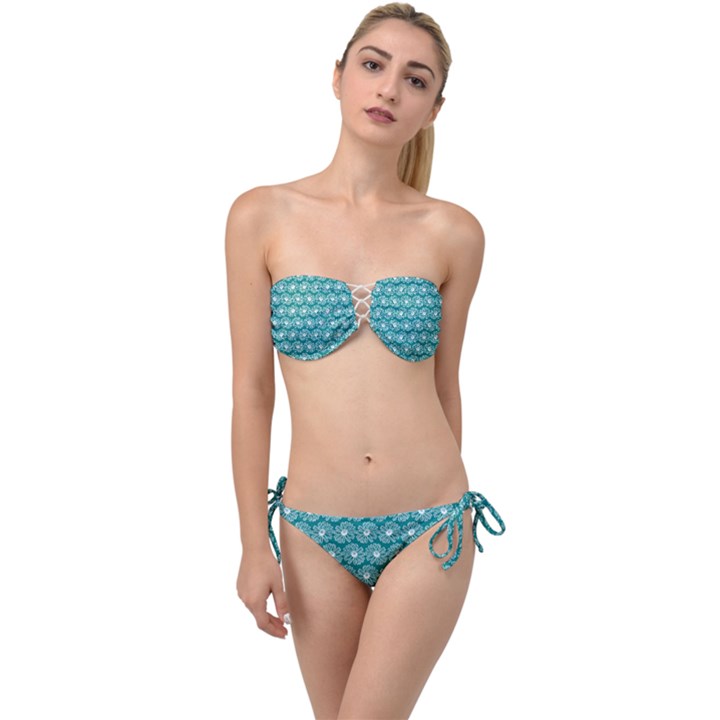 Gerbera Daisy Vector Tile Pattern Twist Bandeau Bikini Set