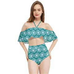 Gerbera Daisy Vector Tile Pattern Halter Flowy Bikini Set  by GardenOfOphir