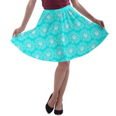 Gerbera Daisy Vector Tile Pattern A-line Skater Skirt