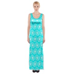 Gerbera Daisy Vector Tile Pattern Thigh Split Maxi Dress