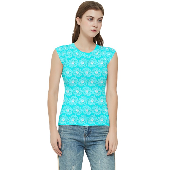 Gerbera Daisy Vector Tile Pattern Women s Raglan Cap Sleeve Tee