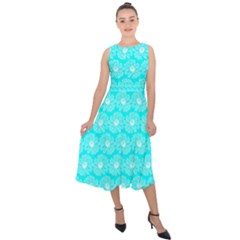 Gerbera Daisy Vector Tile Pattern Midi Tie-back Chiffon Dress