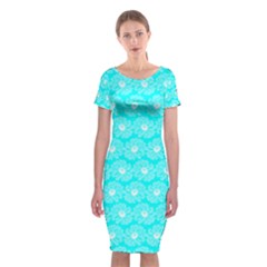 Gerbera Daisy Vector Tile Pattern Classic Short Sleeve Midi Dress