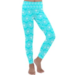 Gerbera Daisy Vector Tile Pattern Kids  Lightweight Velour Classic Yoga Leggings by GardenOfOphir