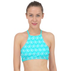 Gerbera Daisy Vector Tile Pattern Racer Front Bikini Top by GardenOfOphir