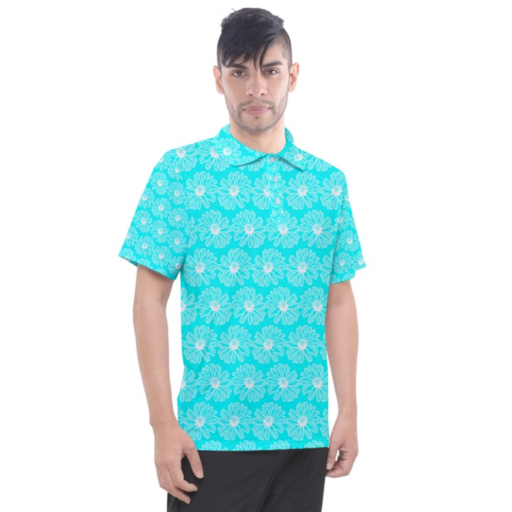 Gerbera Daisy Vector Tile Pattern Men s Polo Tee