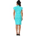 Gerbera Daisy Vector Tile Pattern Vintage Frill Sleeve V-Neck Bodycon Dress View4