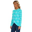 Gerbera Daisy Vector Tile Pattern Long Sleeve Crew Neck Pullover Top View2