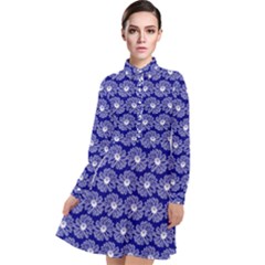 Gerbera Daisy Vector Tile Pattern Long Sleeve Chiffon Shirt Dress