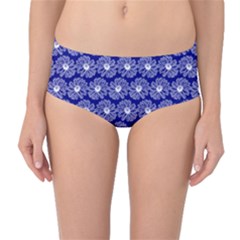 Gerbera Daisy Vector Tile Pattern Mid-waist Bikini Bottoms by GardenOfOphir