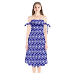 Gerbera Daisy Vector Tile Pattern Shoulder Tie Bardot Midi Dress by GardenOfOphir