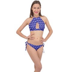 Gerbera Daisy Vector Tile Pattern Cross Front Halter Bikini Set by GardenOfOphir