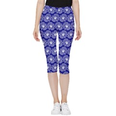 Gerbera Daisy Vector Tile Pattern Inside Out Lightweight Velour Capri Leggings  by GardenOfOphir