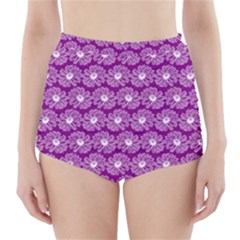 Gerbera Daisy Vector Tile Pattern High-waisted Bikini Bottoms by GardenOfOphir