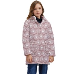 Gerbera Daisy Vector Tile Pattern Kid s Hooded Longline Puffer Jacket by GardenOfOphir