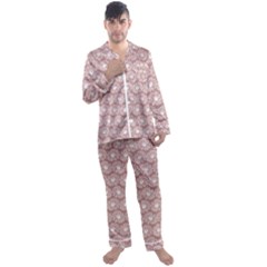 Gerbera Daisy Vector Tile Pattern Men s Long Sleeve Satin Pajamas Set by GardenOfOphir