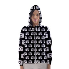 Modern Chic Vector Camera Illustration Pattern Women s Hooded Windbreaker by GardenOfOphir