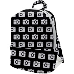 Modern Chic Vector Camera Illustration Pattern Zip Up Backpack by GardenOfOphir