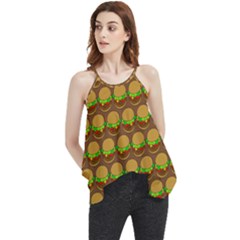 Burger Snadwich Food Tile Pattern Flowy Camisole Tank Top by GardenOfOphir