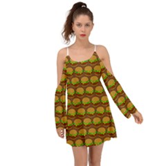 Burger Snadwich Food Tile Pattern Boho Dress by GardenOfOphir