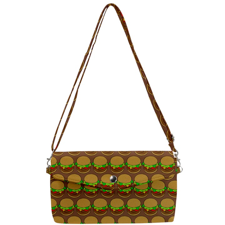 Burger Snadwich Food Tile Pattern Removable Strap Clutch Bag