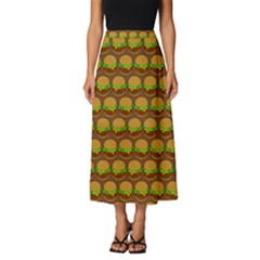 Burger Snadwich Food Tile Pattern Classic Midi Chiffon Skirt by GardenOfOphir