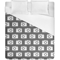 Modern Chic Vector Camera Illustration Pattern Duvet Cover (california King Size) by GardenOfOphir