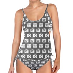 Modern Chic Vector Camera Illustration Pattern Tankini Set by GardenOfOphir