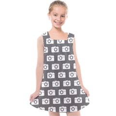 Modern Chic Vector Camera Illustration Pattern Kids  Cross Back Dress by GardenOfOphir