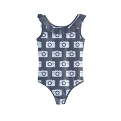 Modern Chic Vector Camera Illustration Pattern Kids  Frill Swimsuit