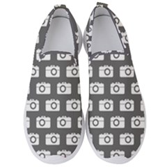 Modern Chic Vector Camera Illustration Pattern Men s Slip On Sneakers