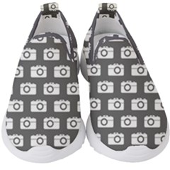 Modern Chic Vector Camera Illustration Pattern Kids  Slip On Sneakers by GardenOfOphir