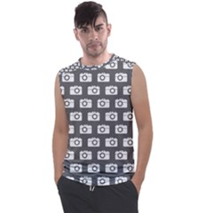 Modern Chic Vector Camera Illustration Pattern Men s Regular Tank Top by GardenOfOphir