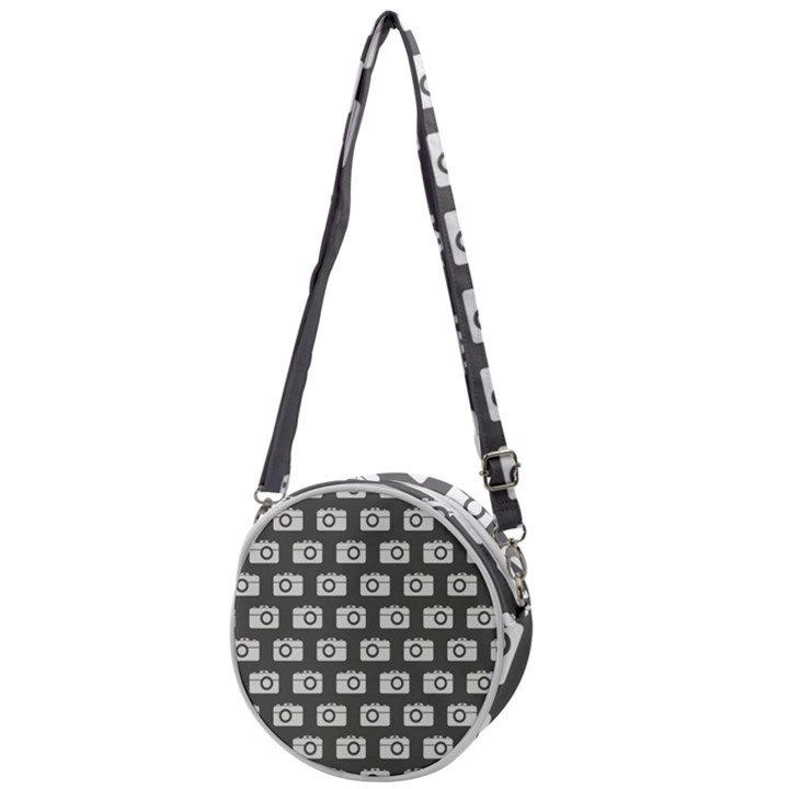 Modern Chic Vector Camera Illustration Pattern Crossbody Circle Bag