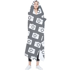 Modern Chic Vector Camera Illustration Pattern Wearable Blanket by GardenOfOphir