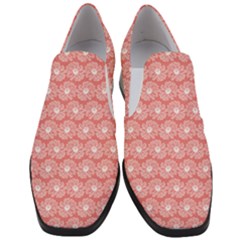 Coral Pink Gerbera Daisy Vector Tile Pattern Women Slip On Heel Loafers by GardenOfOphir