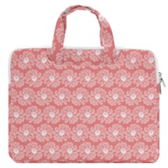 Coral Pink Gerbera Daisy Vector Tile Pattern Macbook Pro 16  Double Pocket Laptop Bag  by GardenOfOphir