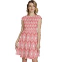 Coral Pink Gerbera Daisy Vector Tile Pattern Cap Sleeve High Waist Dress View1