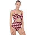 Modern Chic Vector Camera Illustration Pattern Scallop Top Cut Out Swimsuit View1