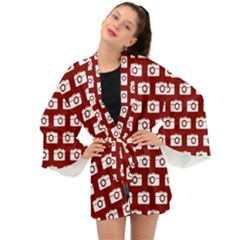 Modern Chic Vector Camera Illustration Pattern Long Sleeve Kimono by GardenOfOphir