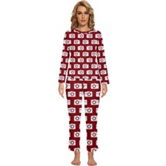 Modern Chic Vector Camera Illustration Pattern Womens  Long Sleeve Lightweight Pajamas Set by GardenOfOphir