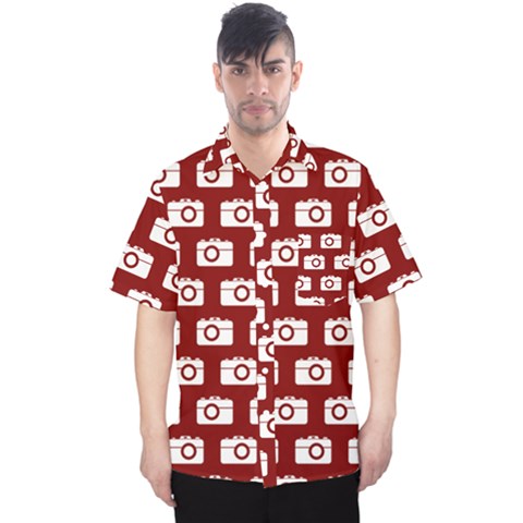 Modern Chic Vector Camera Illustration Pattern Men s Hawaii Shirt by GardenOfOphir