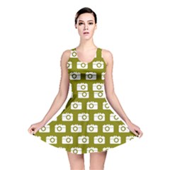 Modern Chic Vector Camera Illustration Pattern Reversible Skater Dress by GardenOfOphir