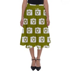 Modern Chic Vector Camera Illustration Pattern Perfect Length Midi Skirt by GardenOfOphir