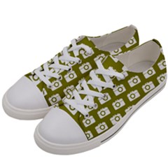 Modern Chic Vector Camera Illustration Pattern Men s Low Top Canvas Sneakers by GardenOfOphir