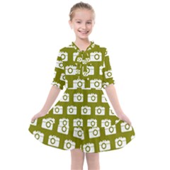 Modern Chic Vector Camera Illustration Pattern Kids  All Frills Chiffon Dress by GardenOfOphir