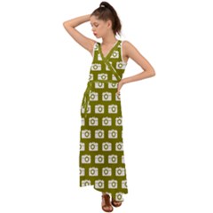 Modern Chic Vector Camera Illustration Pattern V-neck Chiffon Maxi Dress by GardenOfOphir